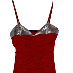 LvL X Vintage Red Ruched Cocktail Party Bodycon Stretch Mini Dress Size S